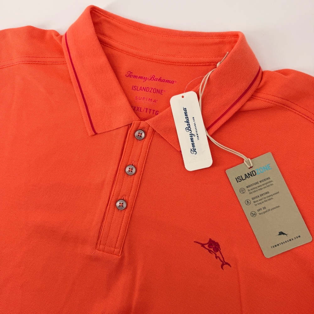 Tommy Bahama Polo Shirt Mens XXXL Coral Quartz IslandZone Emfielder Clubhouse